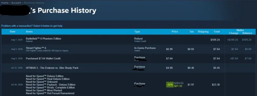 Steam refunded a battlefield 6 player with 470 hours of gameplay